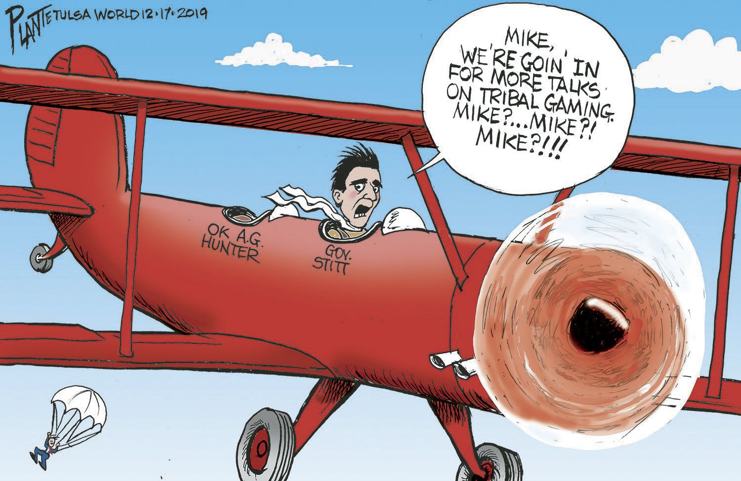 Bruce Plante Cartoon: Stitt and Hunter